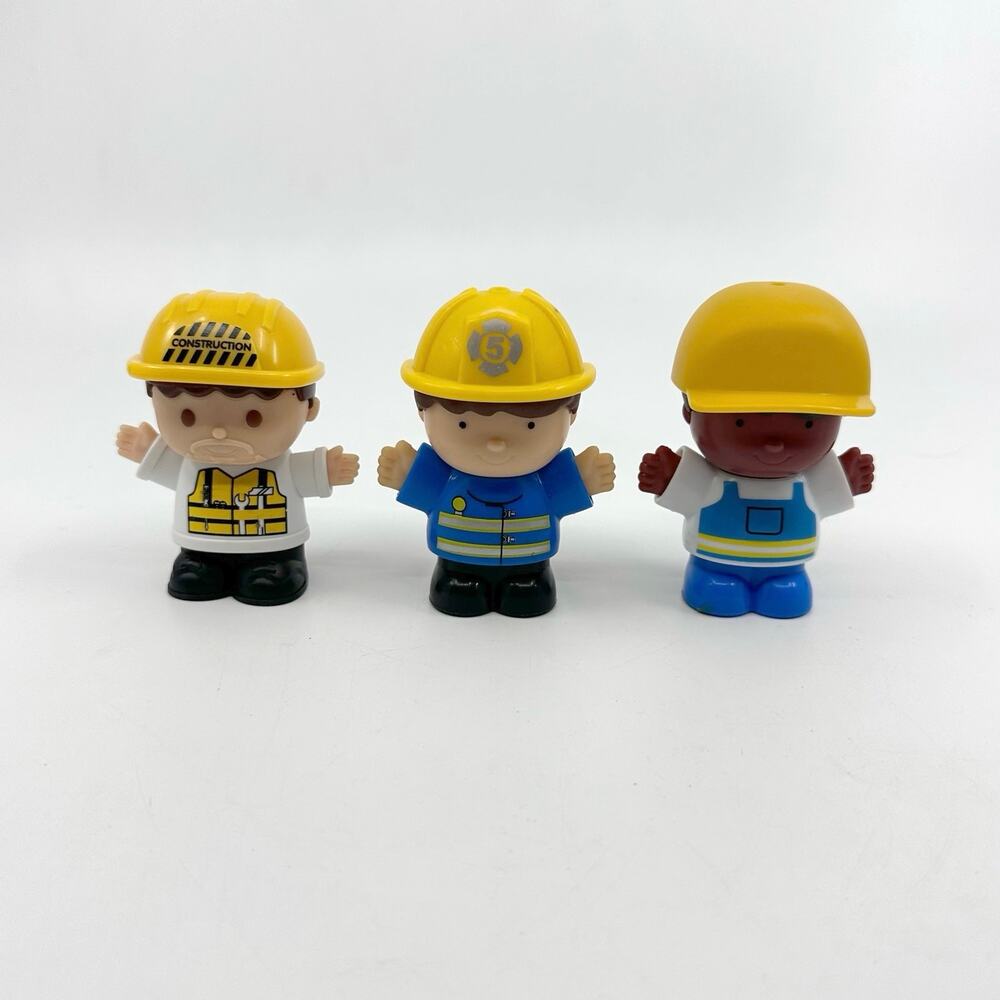 Playgo Mini Wheels Action Figure Toy Fireman Construction Worker Mechanic 3 Pcs